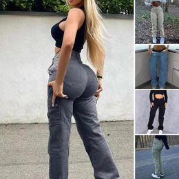 Pantalon femme fermeture éclair bouton patte élégant taille haute Cargo avec plusieurs poches tissu doux bout à bout pour Streetwear