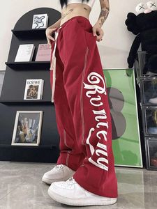 Vrouwen Broek Zoki Streetwear Hoge Taille Brief Print Joggingbroek Vrouwen Mode Koreaanse Losse Bf Casual Broek Harajuku Retro Wijde Pijpen