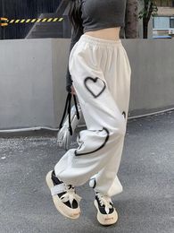 Pantalon Femme Zoki Streetwear Hip Hop Coeur Pantalon de survêtement Femmes Oversize Lâche Taille Haute Bloomers Printemps Mode Étudiant Coréen Casual