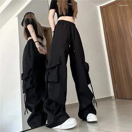 Pantalon féminin Zoki Y2K Femmes Séchie rapide Pantais Hip Hop Streetwear Loose Pockets Casual Wide jambe Pantal