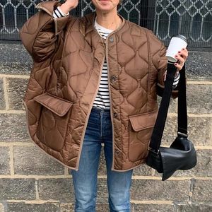 Femmes Parkas Vestes Bomber Manteau Oversize Outwear Casual Lâche Mode Vintage Bouton Poche Dames Mince Patchwork Veste Manteau L220730