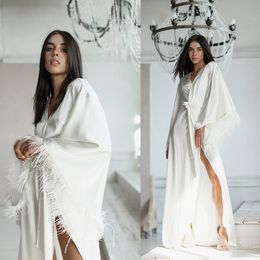 Wraps de soirée pour femmes Robes de photo en mousseline de soie blanche Kimono Enceinte Manches longues Peignoir Sheer Nightgown Prom Demoiselle d'honneur Shawel Custom Made