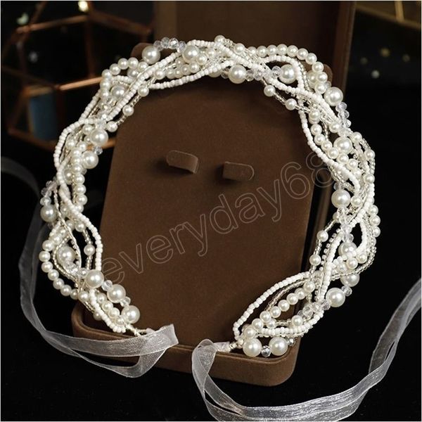 Bandeau en perles pour femmes, accessoires de cheveux de mariage, bandeaux féeriques en cristal, diadèmes élégants pour filles, cerceau de cheveux de princesse, bijoux