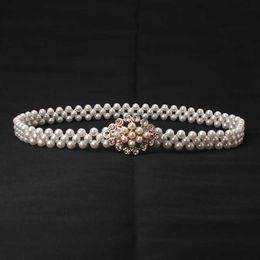Chaîne de taille en perles pour femmes, ceinture décorative en perles de diamant coréen, mode robe douce, ceinture élastique pour femmes 240315