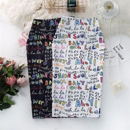 Dames Potlood Rokken Letters Gedrukt Grafische Zomer Herfst Hoge Taille Spleet Tube Faldas Vrouw Stretch Rok Vrouwelijke GD503 220317