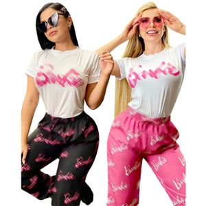 Pantalon rose kaki pour femmes, T-Shirt décontracté, ensemble deux pièces, vêtements de sport à la mode, livraison gratuite