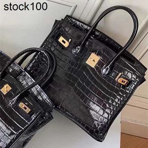 Platinum bags -stijl voor damesstijl Niche High Sense Franse alligator Business Carrie Bag grote capaciteit Handtas Handgemaakt echt leer