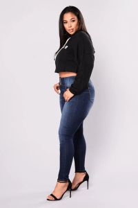 Femme plus taille haute taille jeans Skinny Denim Fat Mom Jeans L-5xl Prix de gros de haute qualité