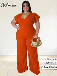 Macacão feminino plus size macacão Wmstar macacão feminino roupas de verão sólido sexy decote em V body de lazer urbano 2023 atacado drop 230809