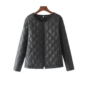 Femmes grande taille manteau d'extérieur court Parka vêtements automne hiver chaud Argyle fermeture éclair mode solide mince léger matelassé veste 220922