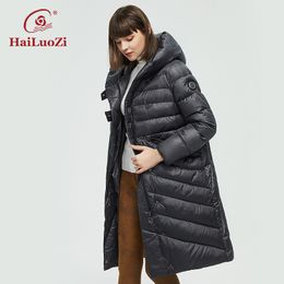 Abrigos de talla grande para mujer, chaqueta de invierno HaiLuoZi, chaqueta larga de gran tamaño para mujer, a prueba de viento, cálida, con capucha, prendas de vestir gruesas, Parka femenina 08 220922