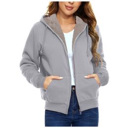 Abrigos de talla grande para mujer, chaqueta de manga larga, suéter con capucha de lana de invierno, abrigo, ropa sencilla de moda 2023 231009