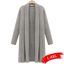 Vrouwen S Plus -size bovenkleding Lagen Verlaag kraag lange grijze vesten trui voor vrouw 3xl 4xl oversized mouw meisjes herfst 220922