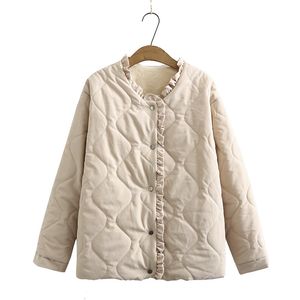 Dames s plus size bovenkleding jassen winterjas kleding losse vaste kleur jas vol mouw omkeerbare voering fleece parka 220922