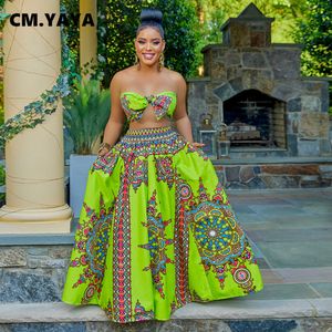 Grote maat damesbroek CMYAYAYA Elegant Paisley Large Swing Prom Dress Maxi Long Leather Set and Crop Top Two Piece 230705