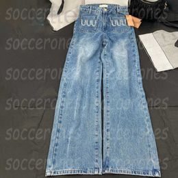 Grote maten damesbroek designer Dames Denim Zomer Lente Blue Jeans Tide Street Style-broek HFXR