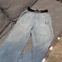 Women's Plus Size Pants Metal Badge Womens Jeans Denim Pant Letter Webbing Wide Leg Pants Hiphop Style Trousers