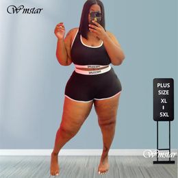 Pantalons grande taille pour femmes deux pièces plus la taille ensembles vêtements pour femmes en gros shorts sexy mode gilet leggings courts costumes de jogging décontractés Drop 230715