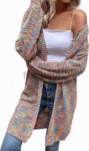 Sweaters de talla grande para mujeres Bloqueo de color para mujeres Cardigan delantero de manga larga Tapa de moda de ombligo abierto de ombligo abierto