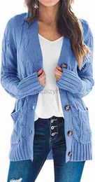 Chandails de taille plus femme pour femmes ouvrir le cardigan de la mode Fashion bouton de mode en tricot de couleurs