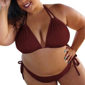 Dames plus size zwemkleding sexy 2 -delige set groot formaat bikini set grote beker zwemkleding vrouwen halter zwempak strand plus maat cover up zwempak z0508