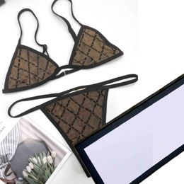 Maillot de bain deux pièces pour femmes, bikini de styliste à trois points, lettres complètes, maillots de bain d'été