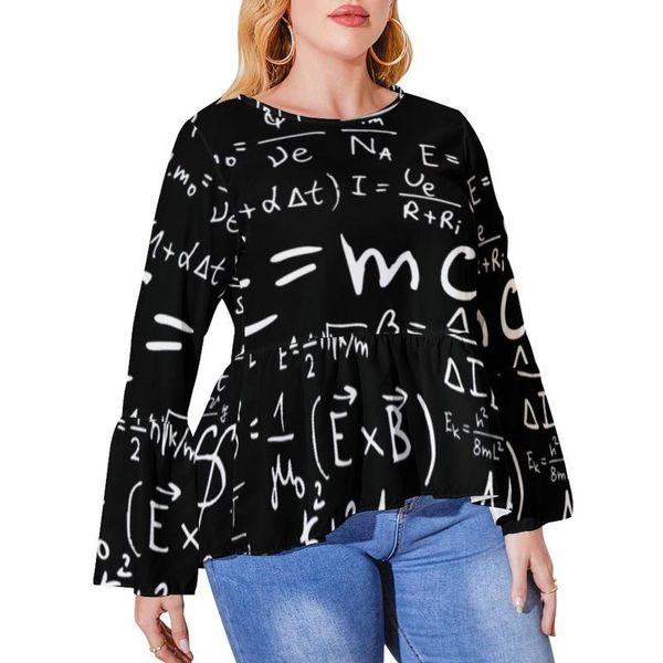 T-shirt grande taille pour femme Funny Math T-shirts Physics Equations Kawaii T Shirt Femme à manches longues Streetwear Tshirt Graphic Tees 6XLWomen's