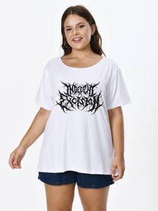 Dames Grote maten T-shirt Grote maten dames T-shirt met rommelige lijnen Print O-hals Korte mouw Tops voor FEMMES Grote tunieken Blouses Mujeres Talla 22061605 230215