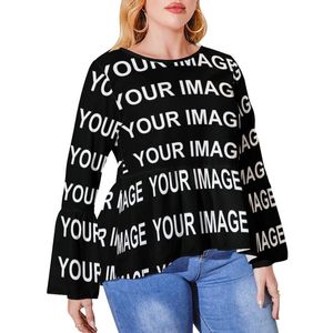 T-shirt grande taille pour femme Votre image T-shirts personnalisés Conception sur mesure Chemise moderne Femme à manches longues Street Wear Tops Print Top Tees 6