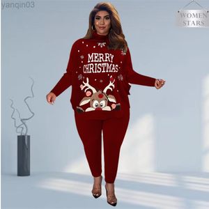 Dames plus size tracksuits kerst plus size sets vrouwen kleding tweedelig outfits voor damesbroek en top nieuwe tracksuit leggings groothandel dropshipping l220905