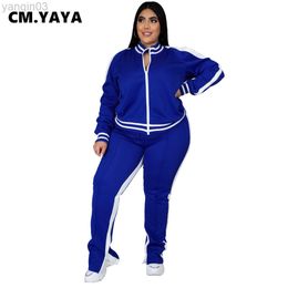 Los pistas de rastreo de talla grande para mujeres CM. Yaya Plus Size L-5XL Sweatsuit Women Women Sweatshirt Jogger Pants Juego de trajes de pista activo Conjunto de atuendos deportivos L220905
