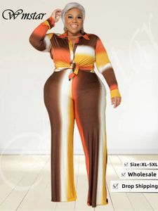 Survêtements grande taille pour femmes Wmstar Two Piece Outfit Automne Vêtements Tie Dye Striped Top and Pants Matching Set Wholesale Drop 230426