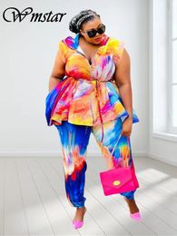 Femmes Plus Taille Survêtements Wmstar Femmes Vêtements Deux Pièces Ensemble Sweats À Capuche Tie Dye Casual Lâche Haut Et Pantalon Assorti Costume En Gros Drop 230905