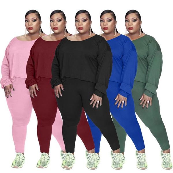 Survêtements grande taille pour femmes Ensembles pour femmes Survêtement Vêtements Décontractés Lâche Manches Longues Crop Top Pantalon Leggings Costume Assorti En Gros DropWome