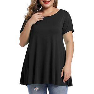 T-shirt grande taille pour femmes grande taille été femme t-shirt ample à manches courtes solide mince t-shirts femme gros MM plus femmes vêtements grands hauts 230506