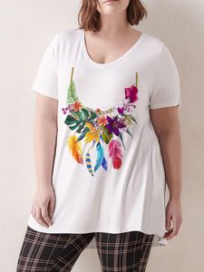 T-shirt grande taille pour femmes T-shirts grandes femmes pour hauts surdimensionnés avec imprimé de fleurs Y2K T-shirts et chemisier Ropa De Mujer Robes Tees 230517