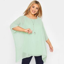 T-shirt grande taille pour femmes manches chauve-souris en vrac élégant été Cape Blouse femmes 34 travail décontracté bureau tunique hauts grands vêtements 7XL 230919