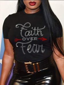 Dames Grote maten T-shirt LW Faith Letter Tshirt Informeel Dagelijks O-hals Korte mouw Normaal Zomer Dames Kleding 230705