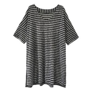T-shirt femme grande taille grande taille 8XL 150 kg t-shirt femme rayé punk t-shirt ONeck décontracté Harajuku chemise coréenne à manches courtes Camiseta Feminina Top 221121