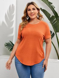 T-shirt femme grande taille T-shirt femme 2023 mode manches courtes boutons dos irrégulier longue chemise chemise ample grandes dames tunique hauts 230520
