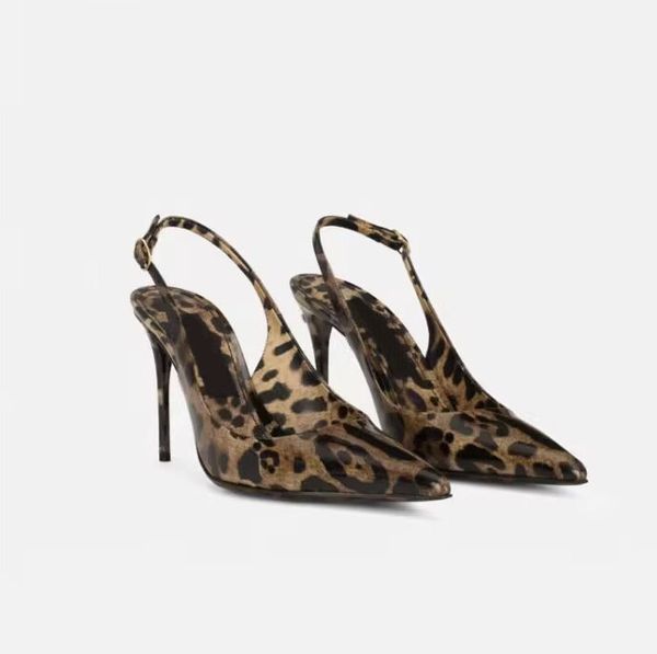 Sandales pointues à talons hauts pour femmes, chaussures en cuir miroir cousu à lanière arrière, chaussures de soirée, 35-42