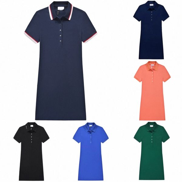 Vestido de polo para mujer Vestido de diseñador Exquisito caballo cocodrilo Vestido con estampado de bordado Camisa de verano informal para mujer Vestido de solapa Cuello una línea de alta calidad r7bm #