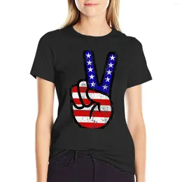 T-shirt Sign de paix American Flag de femmes