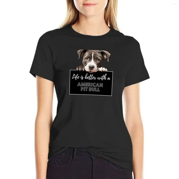 Polos de mujer American Pit Bull amante camiseta de verano ropa vintage ropa de ropa femenina camisetas para mujeres en forma suelta