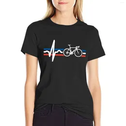 Polos pour femmes, T-shirt à rayures de vélo, France, battement de cœur, vêtements mignons, t-shirts d'entraînement Kawaii pour femmes