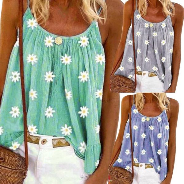 Polos de mujer Boho Casual Tops blusa sin mangas para mujer estampado Floral camiseta verano tanque chaleco túnica vacaciones