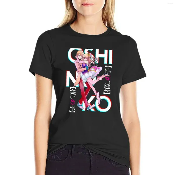 Frère et soeur de polos féminin - Oshi no ko (Ruby Aqua) sur des t-shirts actifs noirs chemises graphiques Plaine t pour les femmes