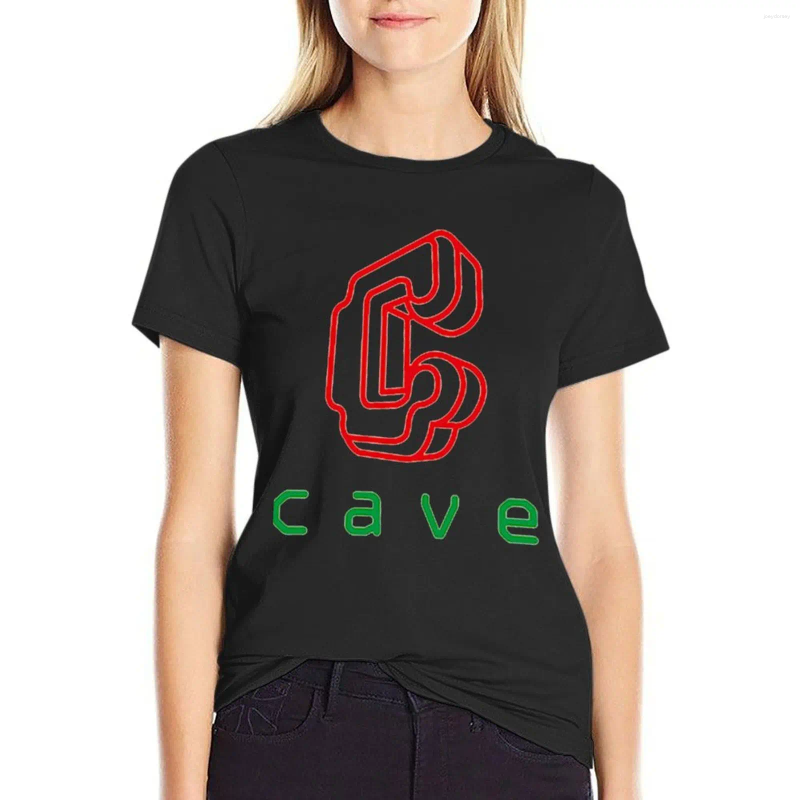 تي شيرت شعار Polos Cave للسيدات بالإضافة إلى قمم الحجم قمصان تمرين كبيرة الحجم للنساء