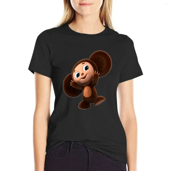 Polos féminins Cheburashka Wings Hand Vintage Russe Russe Mignon dessin de dessin de dessin T-shirt Vêtements d'anime Tops d'été pour femme