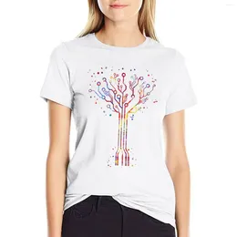 T-shirt d'art à aquarelle imprimé de la planche de circuit imprimé pour femmes